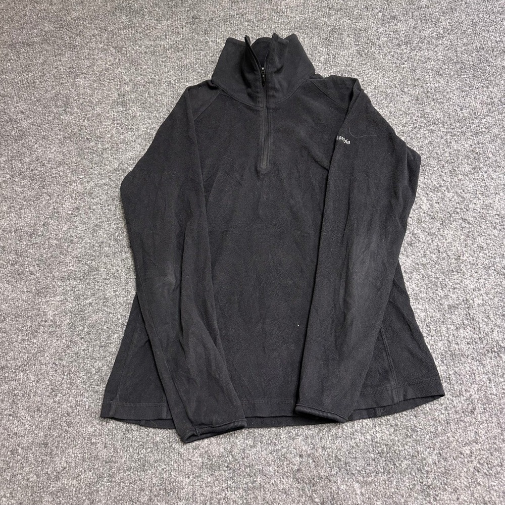 Columbia Quarter Zip Fleece Womens Size M Black Mock Neck Long Sleeve Pullover